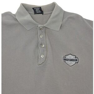 Harley Davidson Mens Gray Short Sleeve Polo Shirt Size L